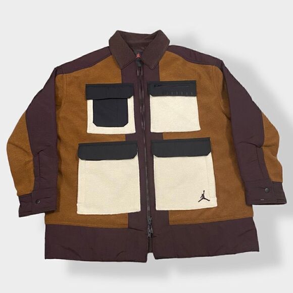 Nike Jordan Cozy Girl Colorblock Jacket Brown Black White size Small DJ2723-204 - Picture 5 of 11